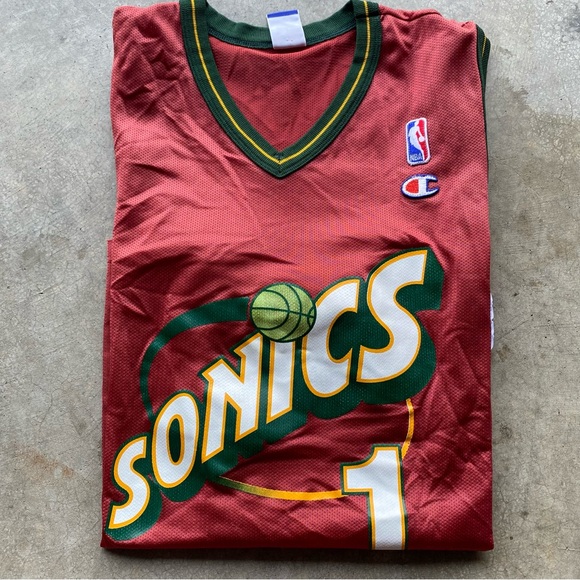 Vintage 90s Seattle Super Sonics Champion Jersey Sherell Ford  NBA Basketball - Picture 1 of 8